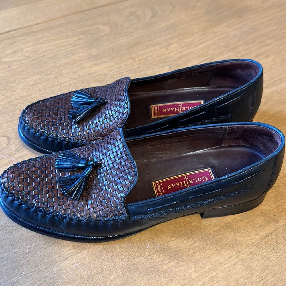 Cole Haan Country Loafers Shoes Tassel Leather Brown/Black 8.5